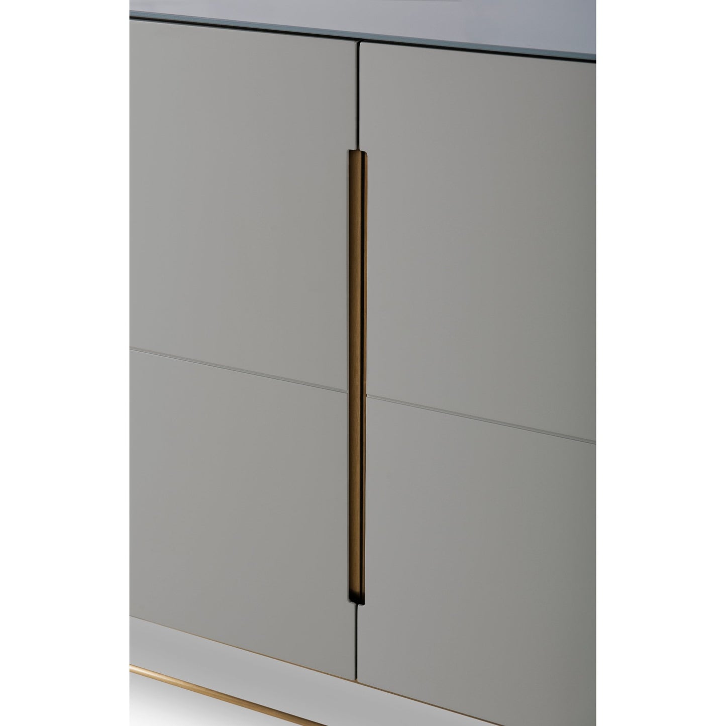 Alberto Four Door High Sideboard Grey with Brass Frame