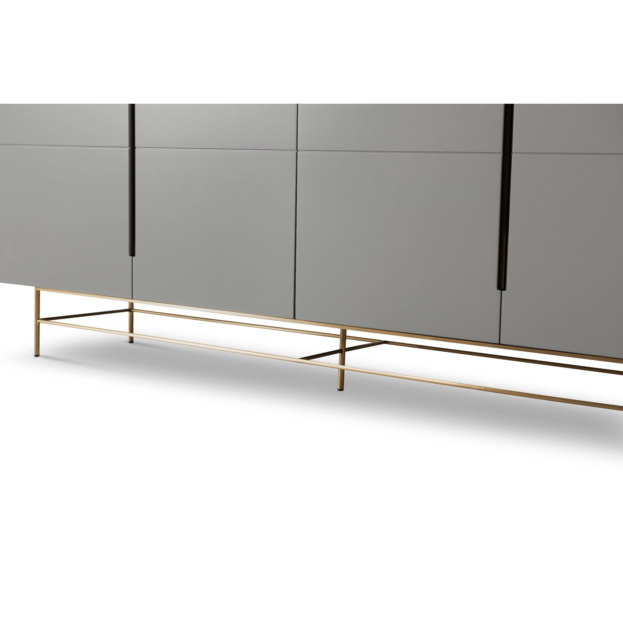 Alberto Four Door High Sideboard Grey with Brass Frame