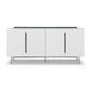 Alberto Four Door High Sideboard White with Black Chrome Frame