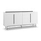 Alberto Four Door High Sideboard White with Black Chrome Frame