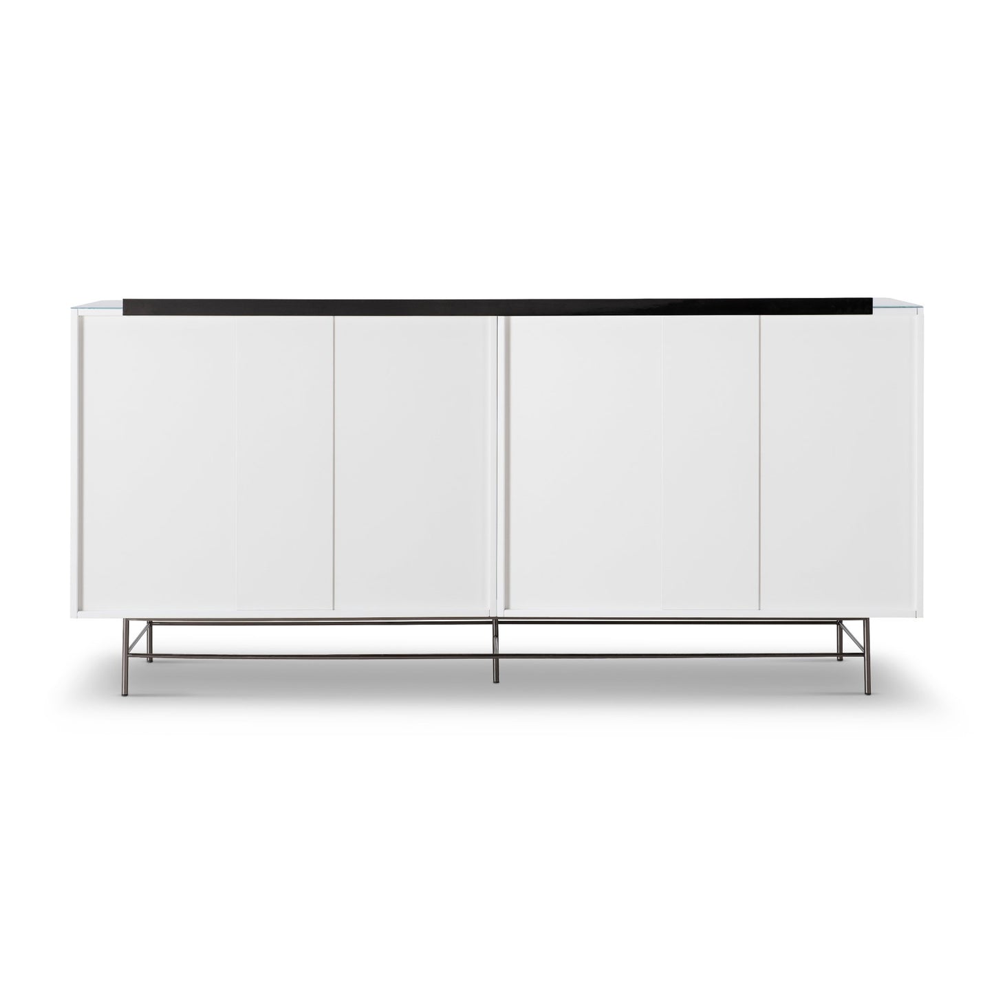 Alberto Four Door High Sideboard White with Black Chrome Frame