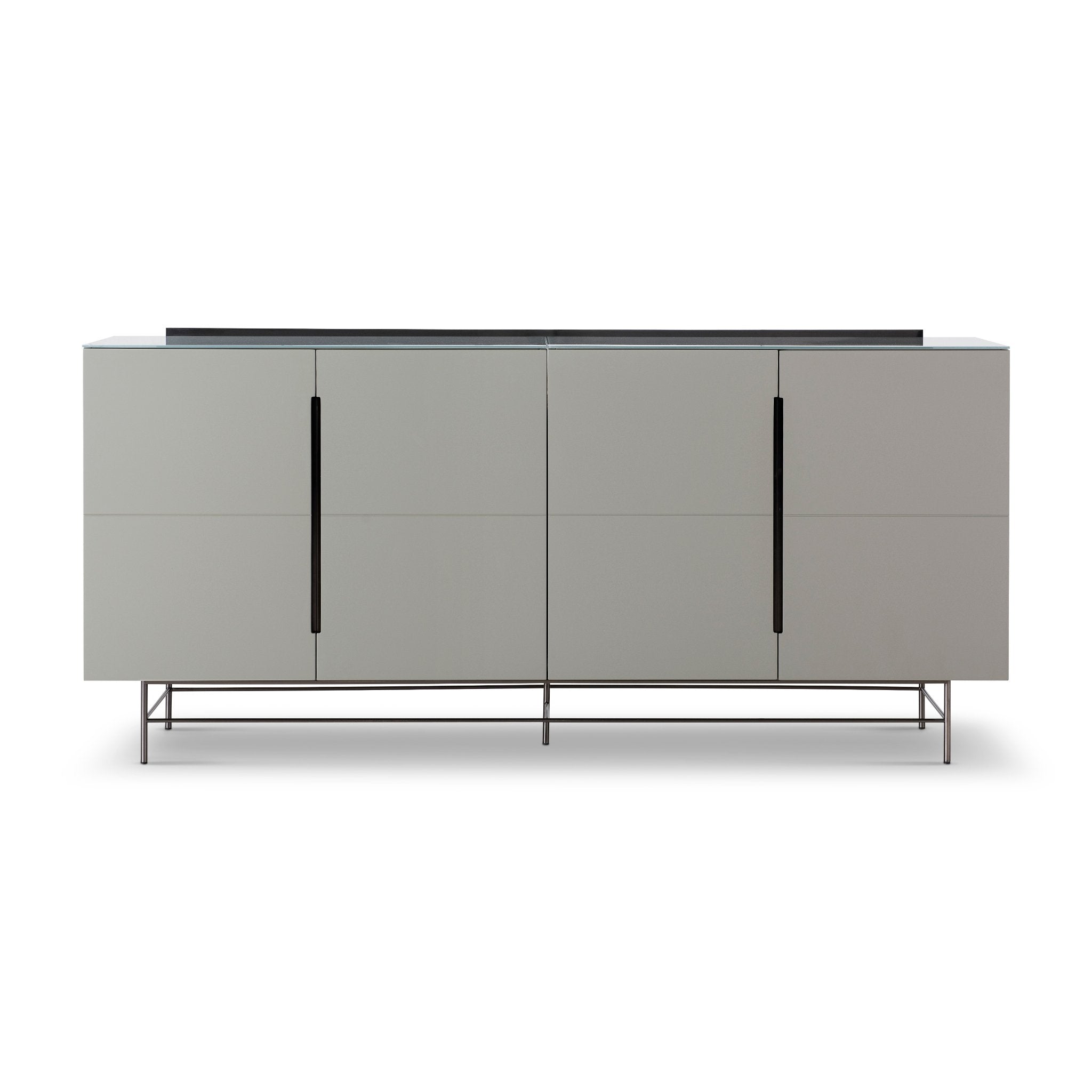 Alberto Four Door High Sideboard Grey with Black Chrome Frame