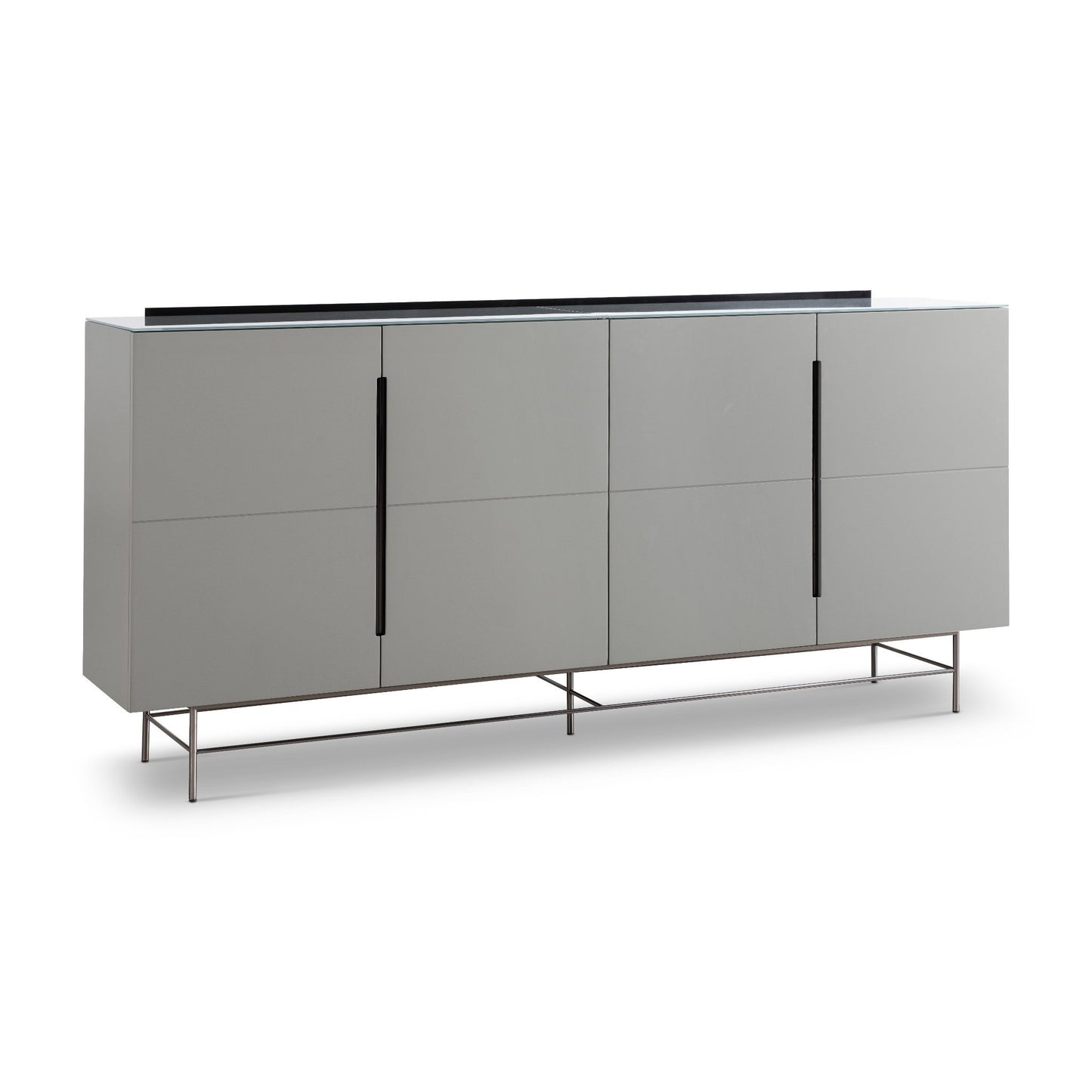 Alberto Four Door High Sideboard Grey with Black Chrome Frame