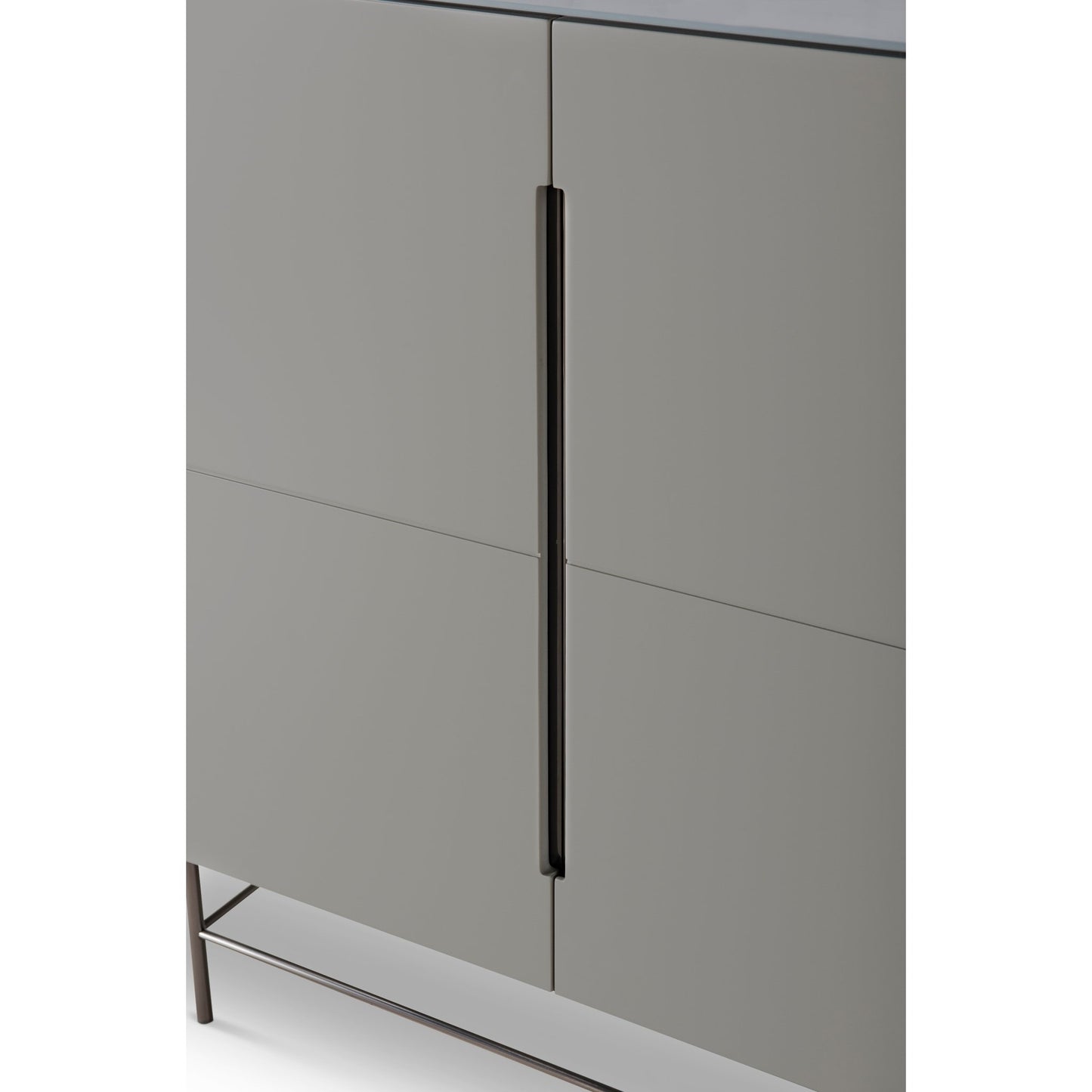 Alberto Four Door High Sideboard Grey with Black Chrome Frame