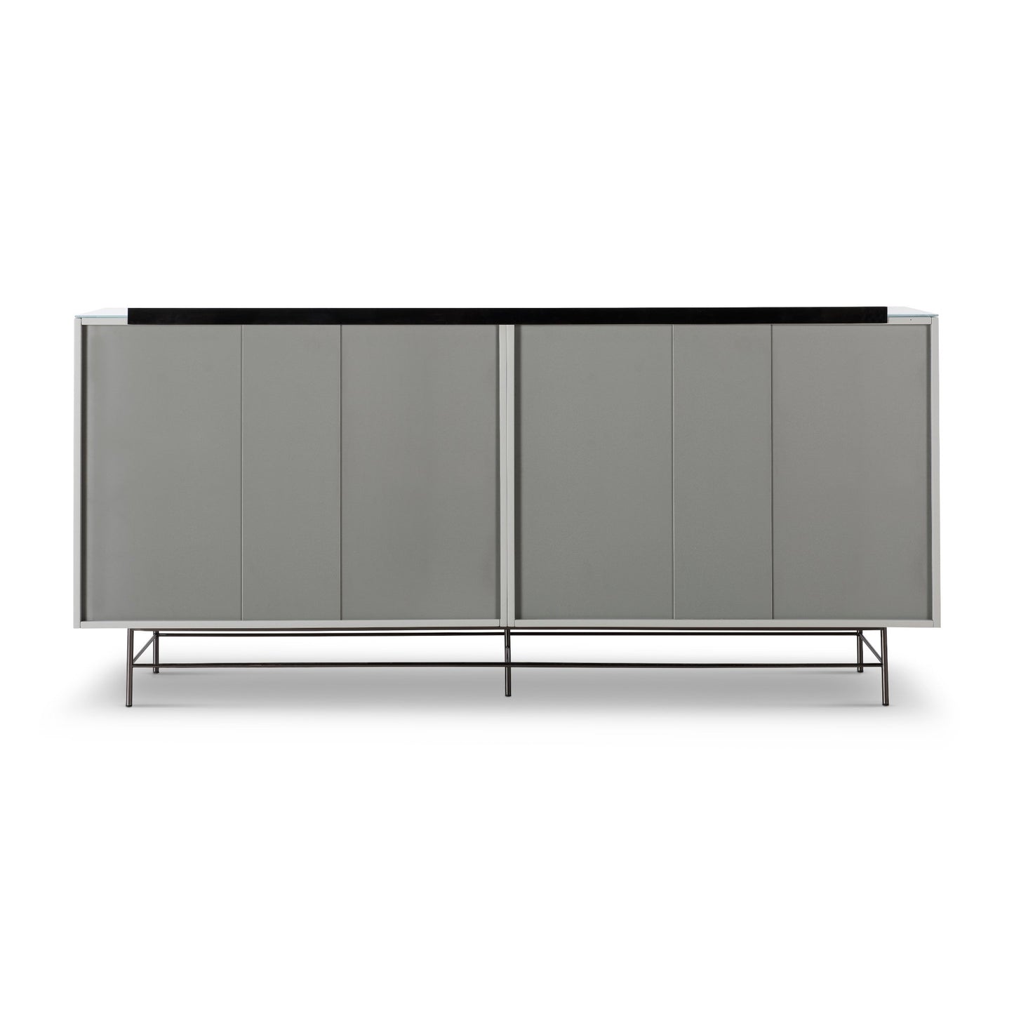 Alberto Four Door High Sideboard Grey with Black Chrome Frame