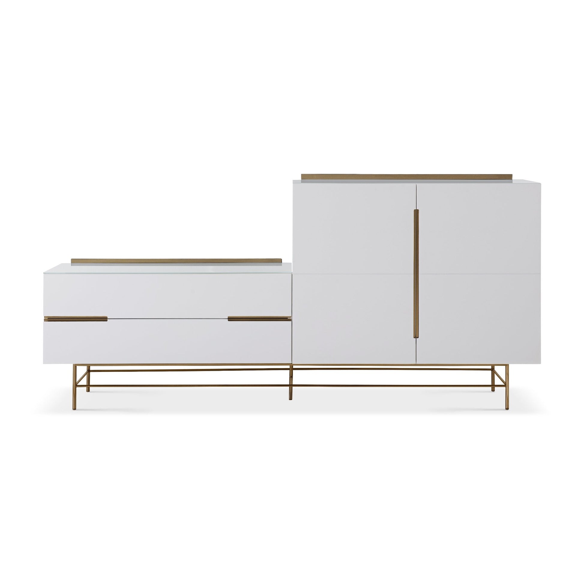 Alberto Combination Sideboard White with Brass Frame