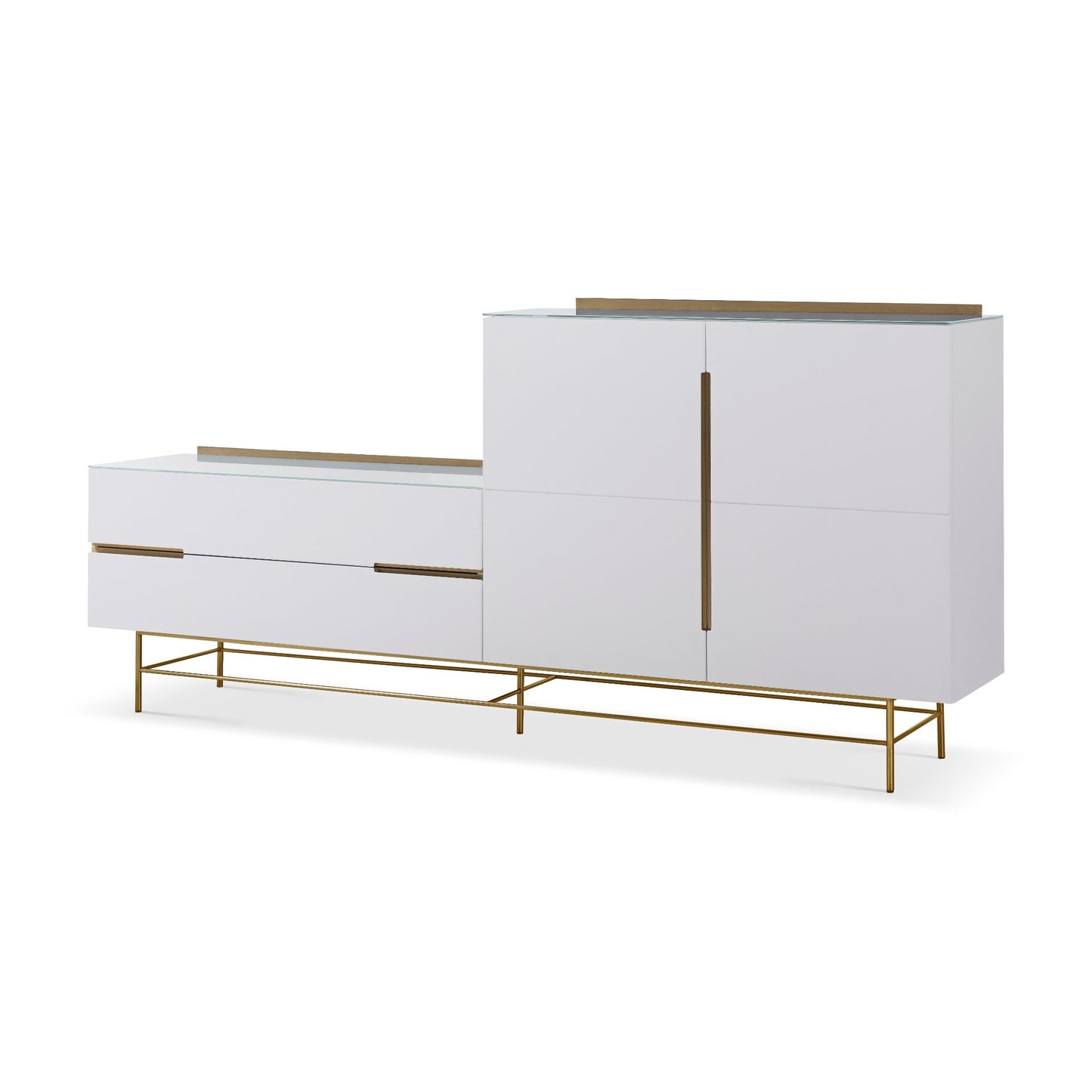 Alberto Combination Sideboard White with Brass Frame