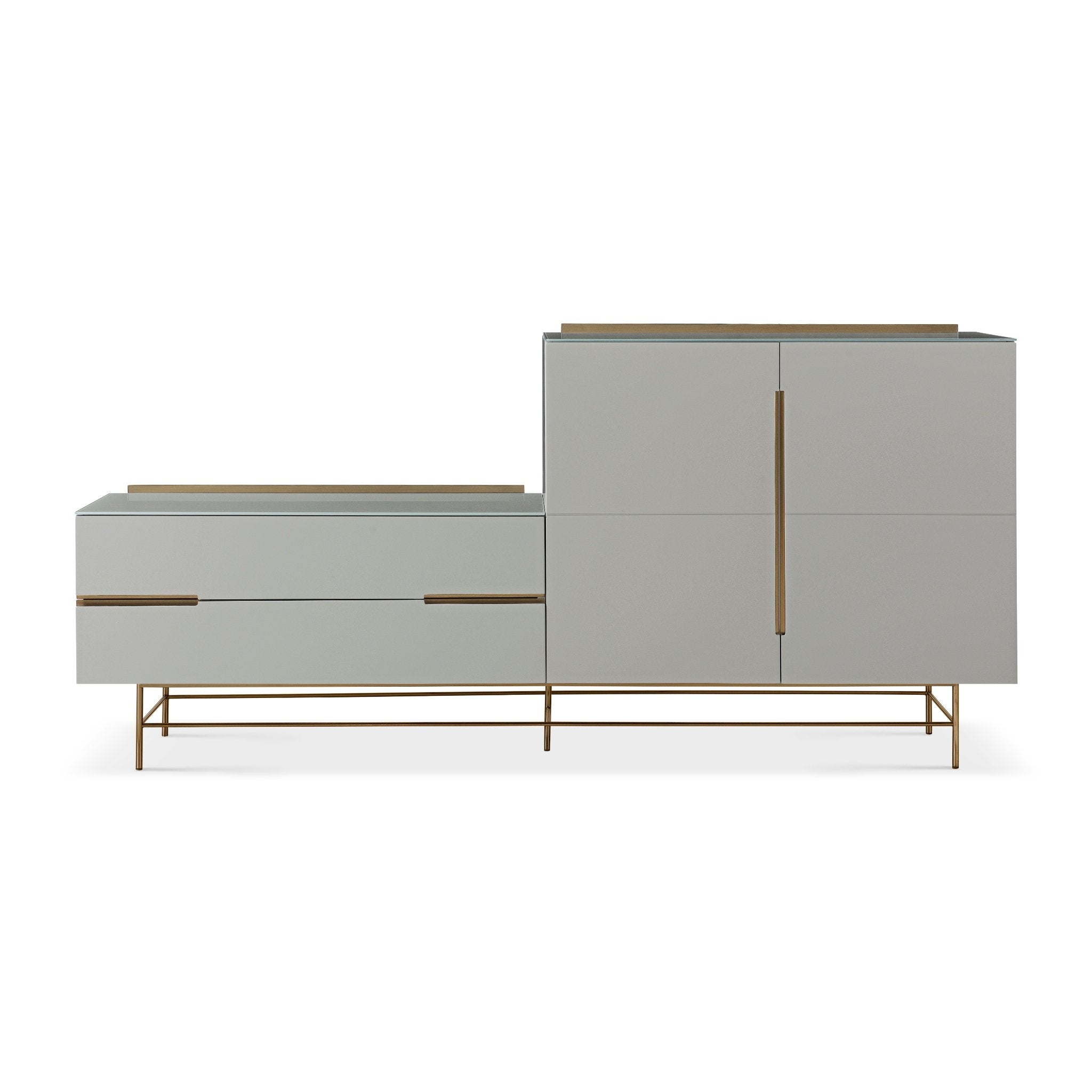 Alberto Combination Sideboard Grey with Brass Frame