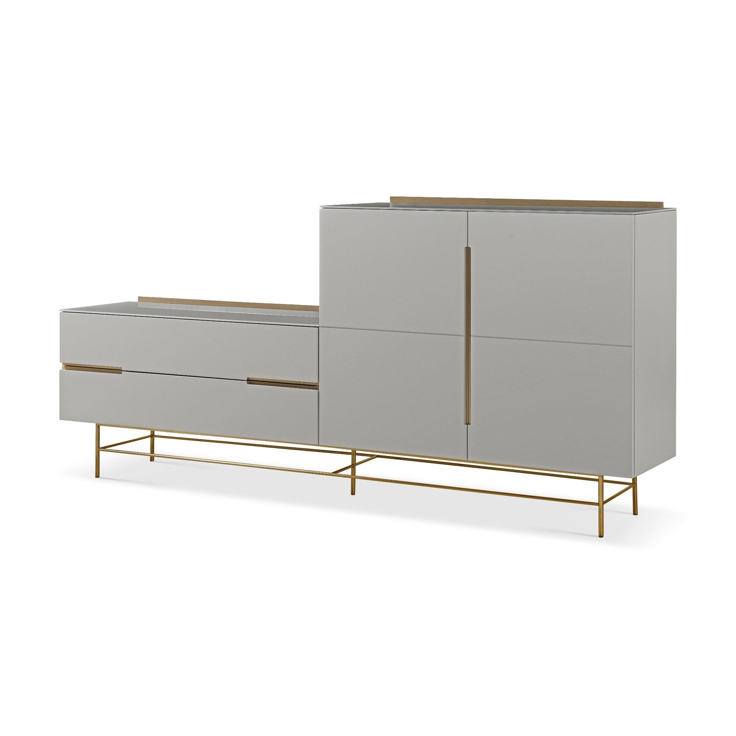 Alberto Combination Sideboard Grey with Brass Frame