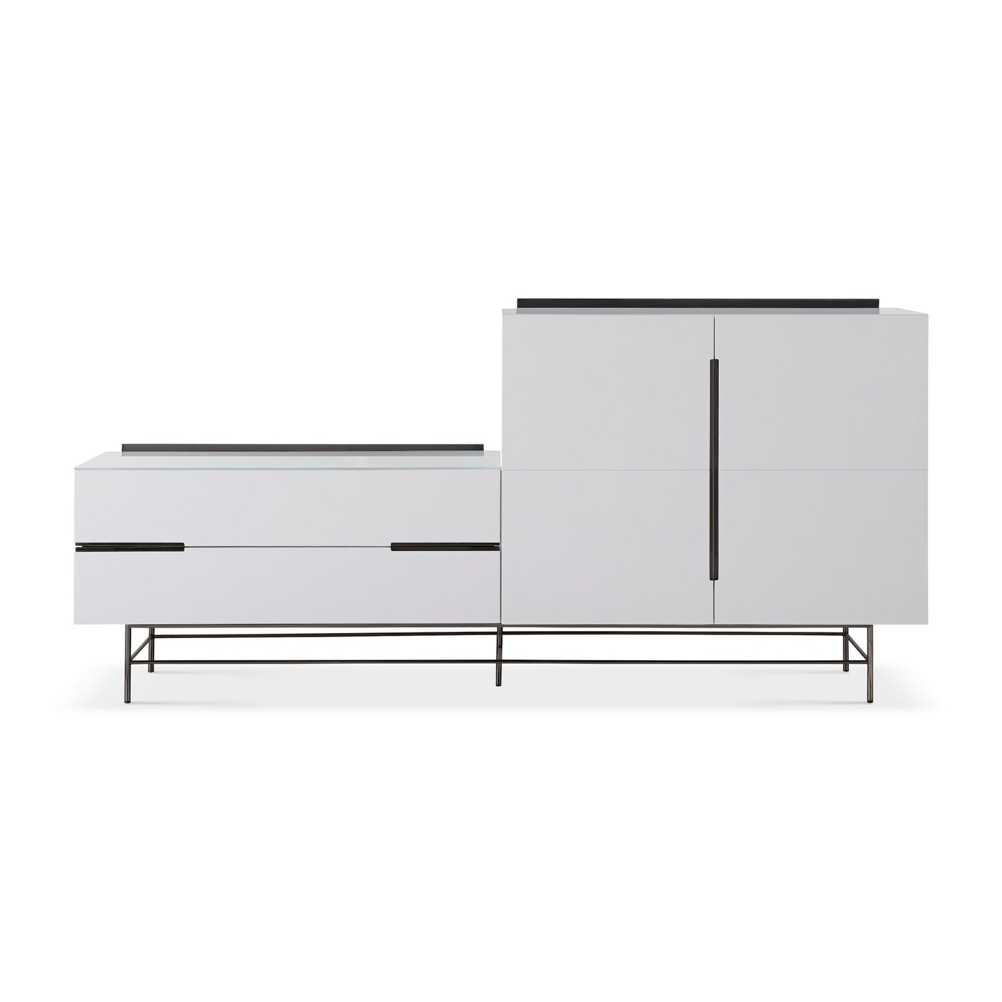 Alberto Combination Sideboard White with Black Chrome Frame