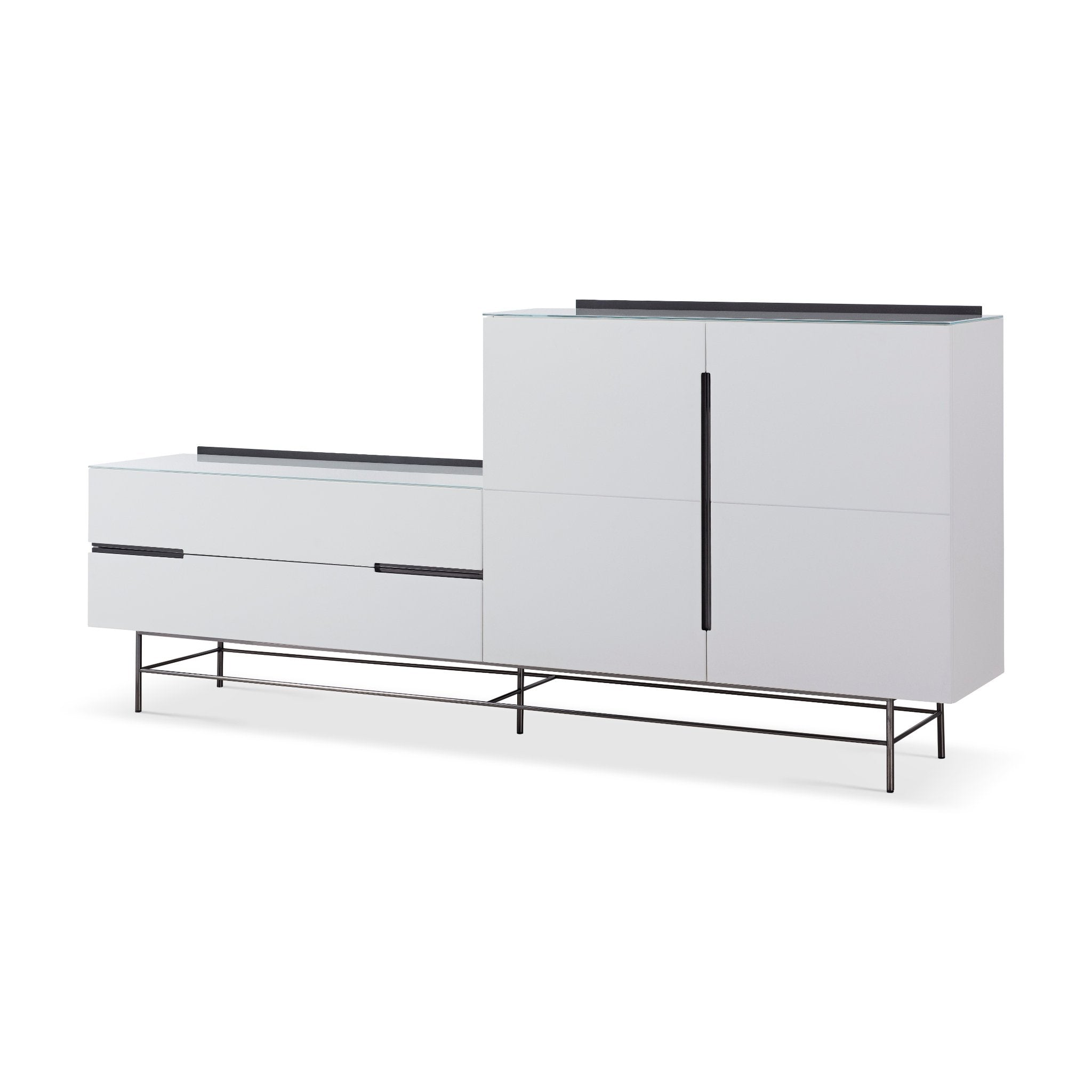 Alberto Combination Sideboard White with Black Chrome Frame