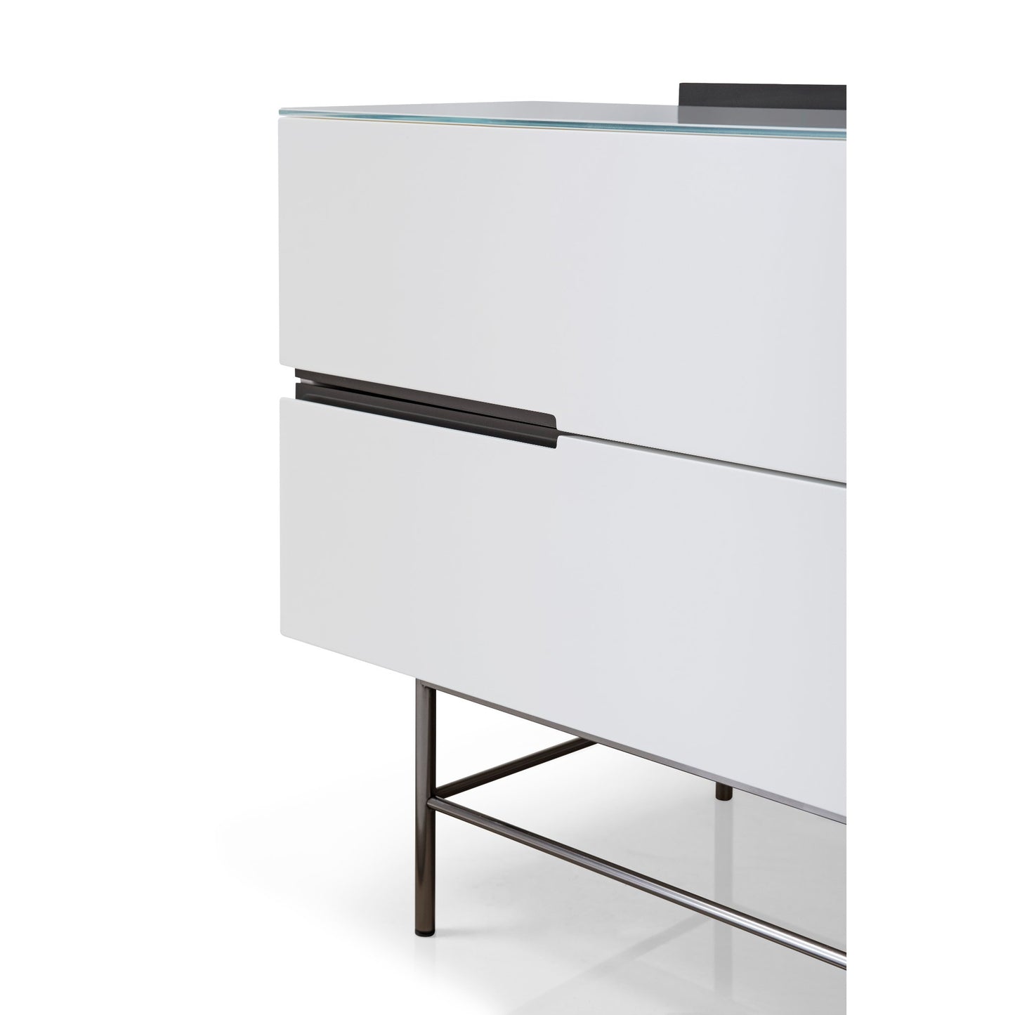 Alberto Combination Sideboard White with Black Chrome Frame