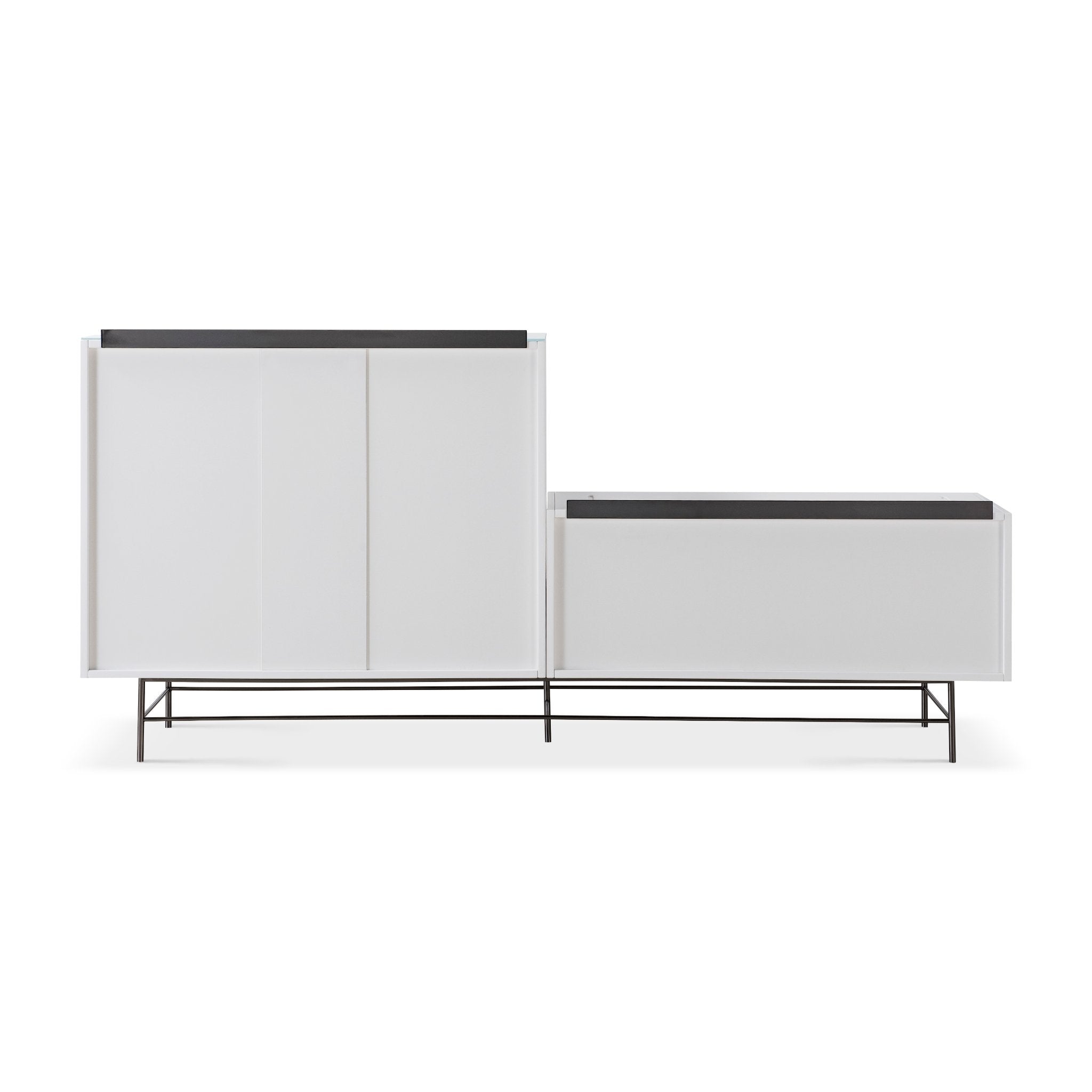 Alberto Combination Sideboard White with Black Chrome Frame