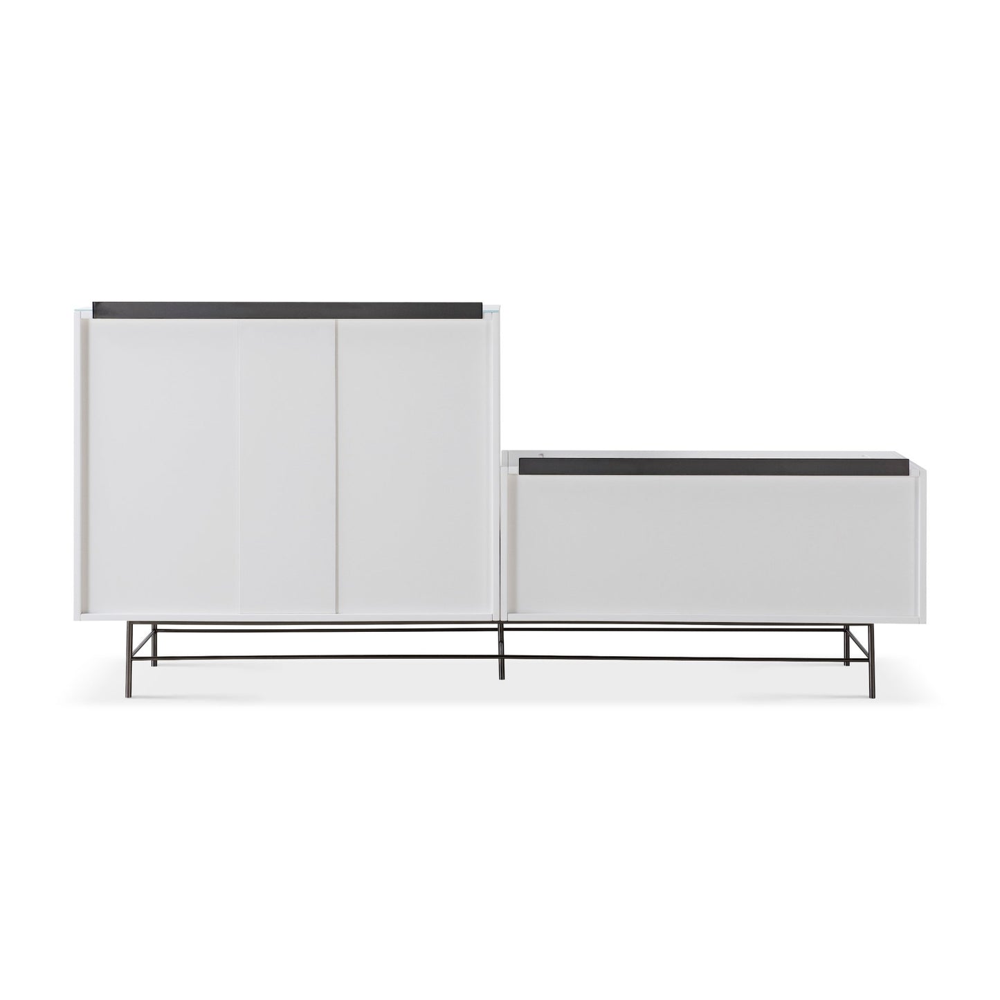 Alberto Combination Sideboard White with Black Chrome Frame