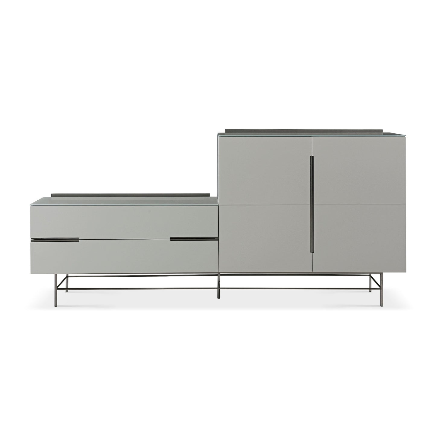 Alberto Combination Sideboard Grey with Black Chrome Frame