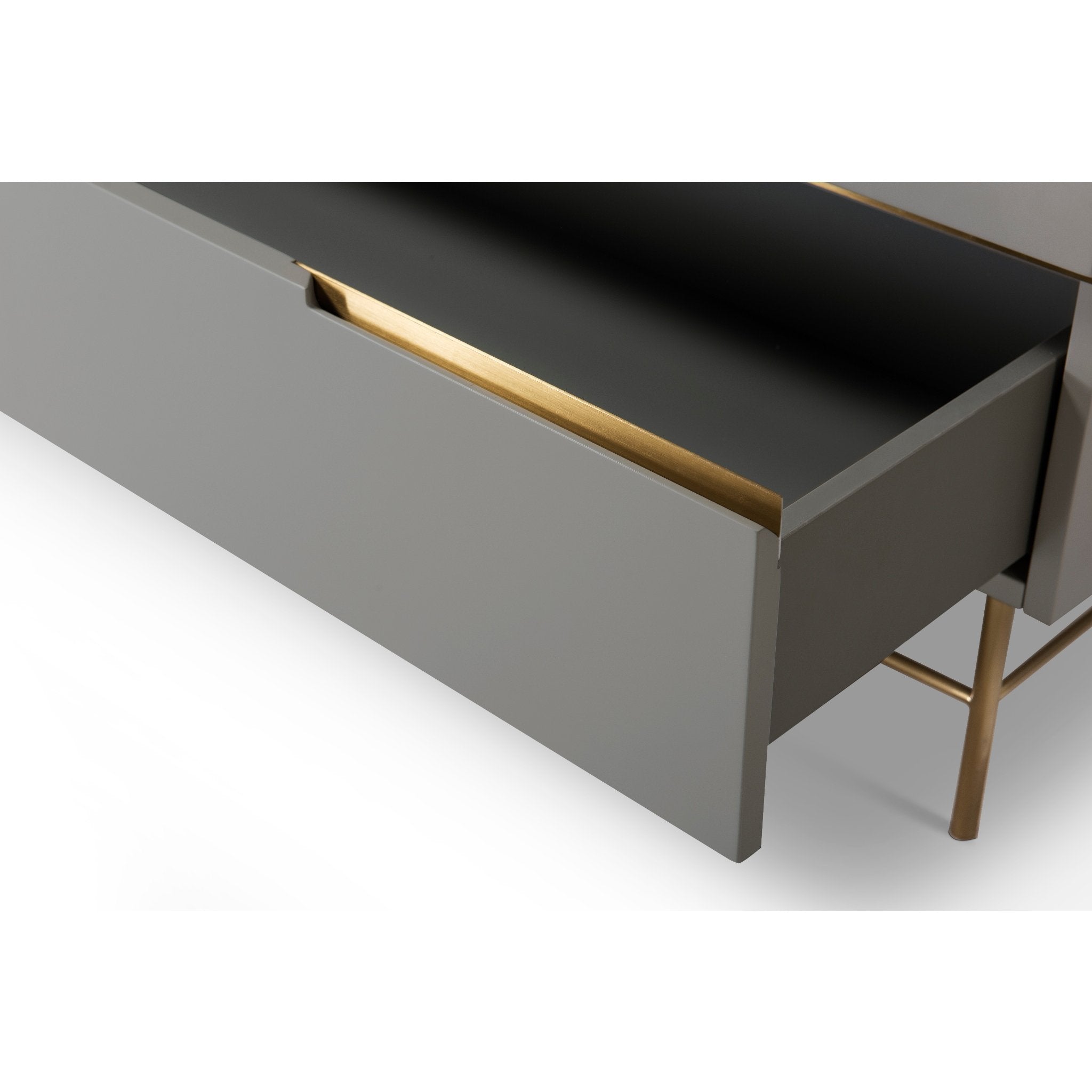 Alberto Four Drawer Wide Chest Grey with Brass Frame