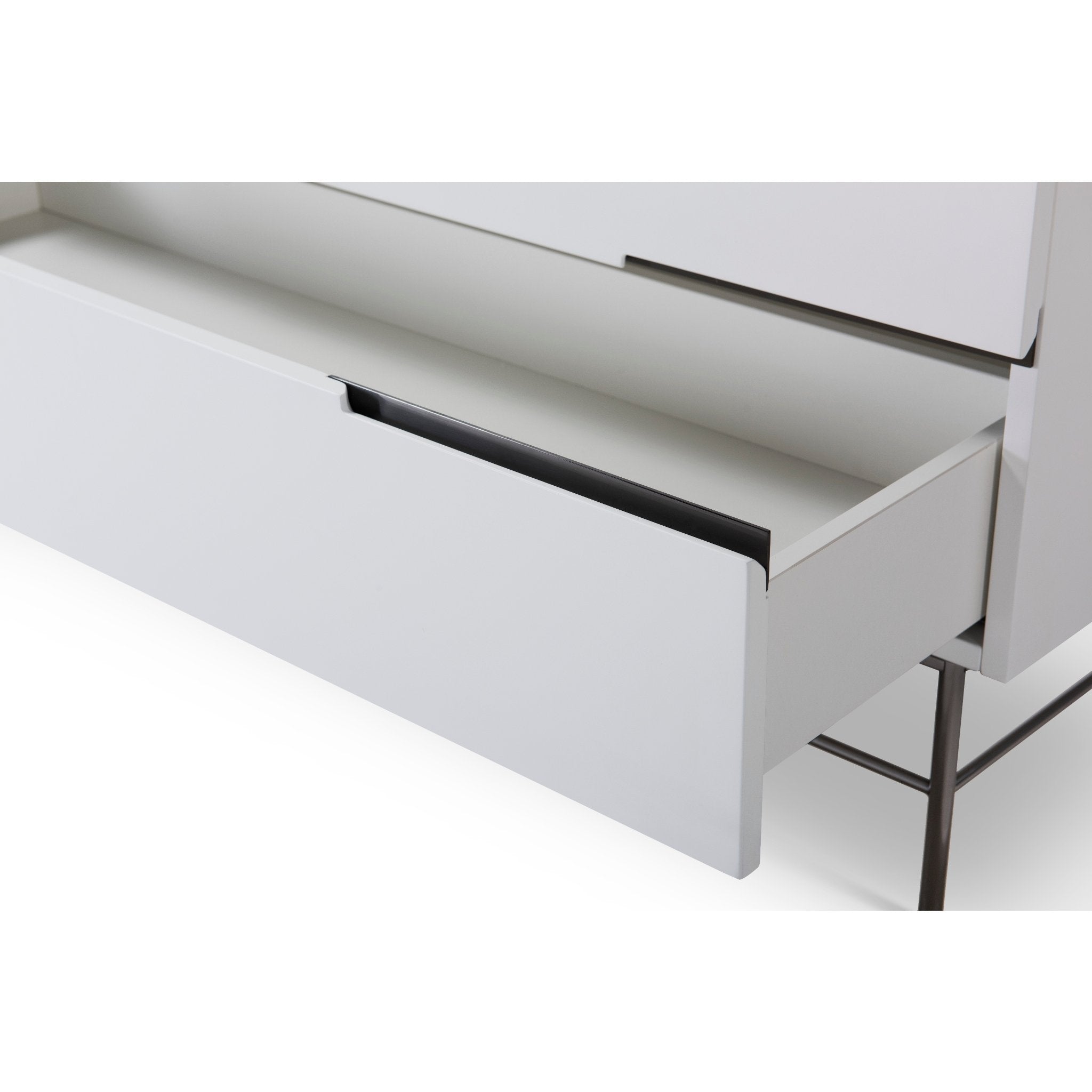 Alberto Four Drawer Wide Chest White with Black Chrome Frame