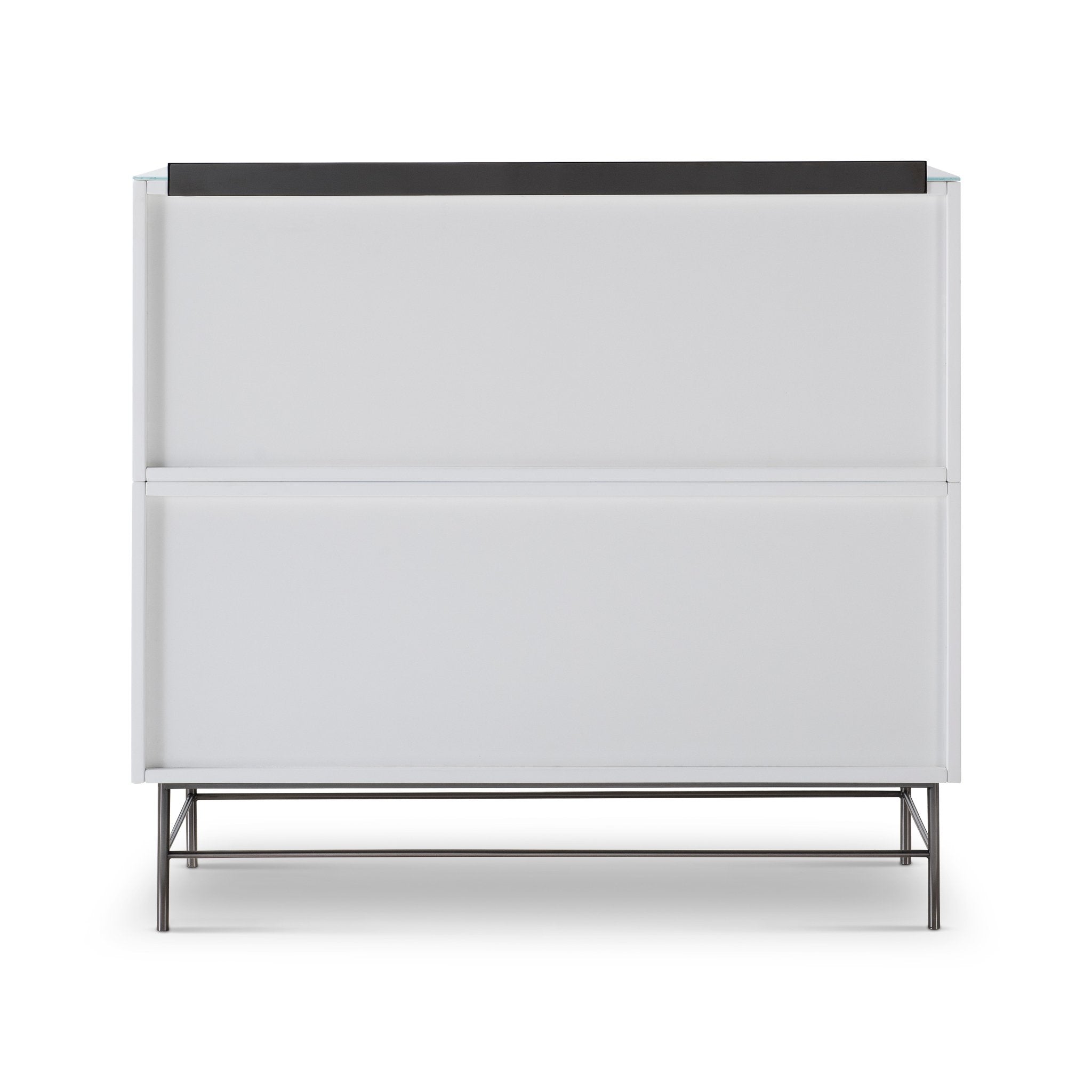 Alberto Four Drawer Wide Chest White with Black Chrome Frame