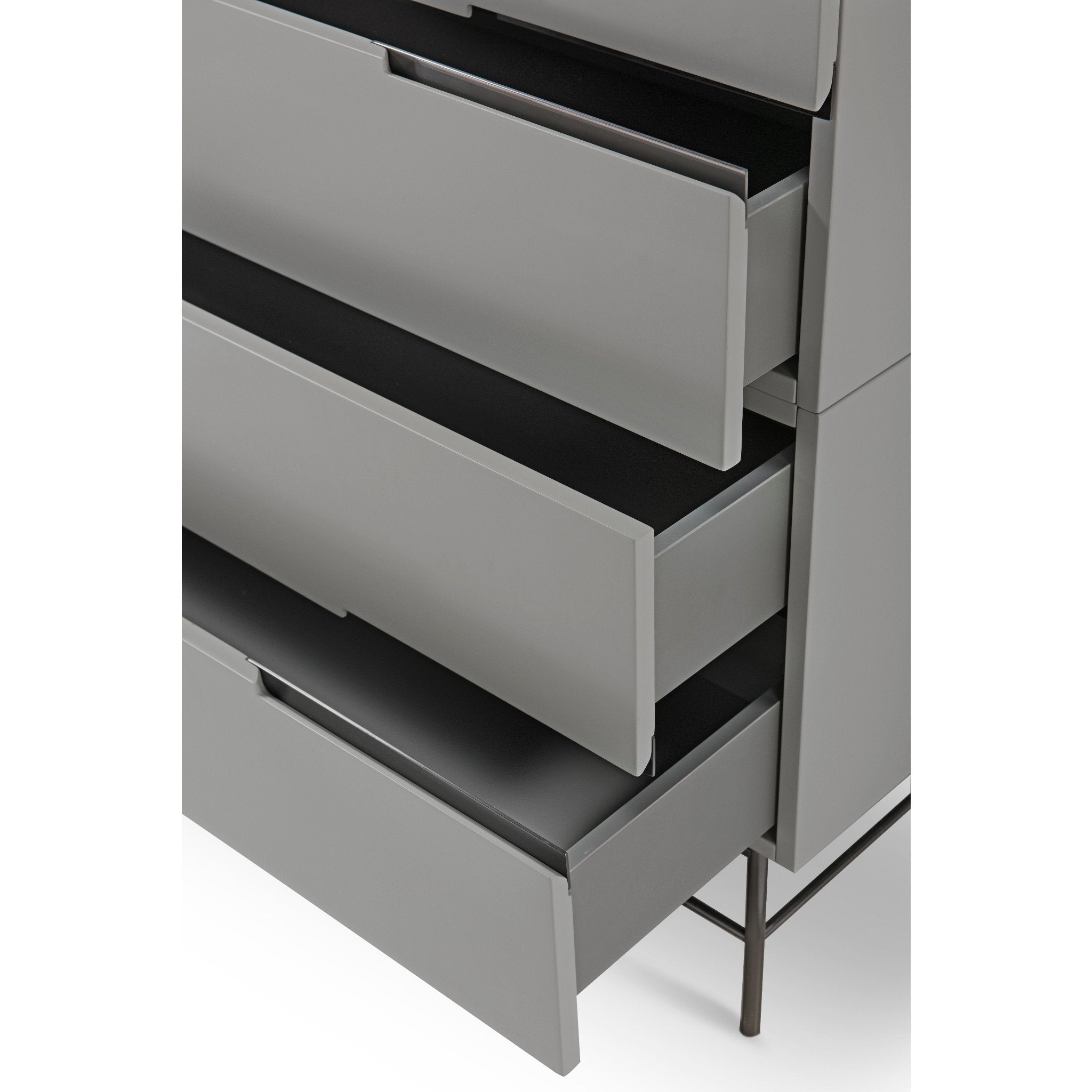 Alberto Four Drawer Wide Chest Grey with Black Chrome Frame
