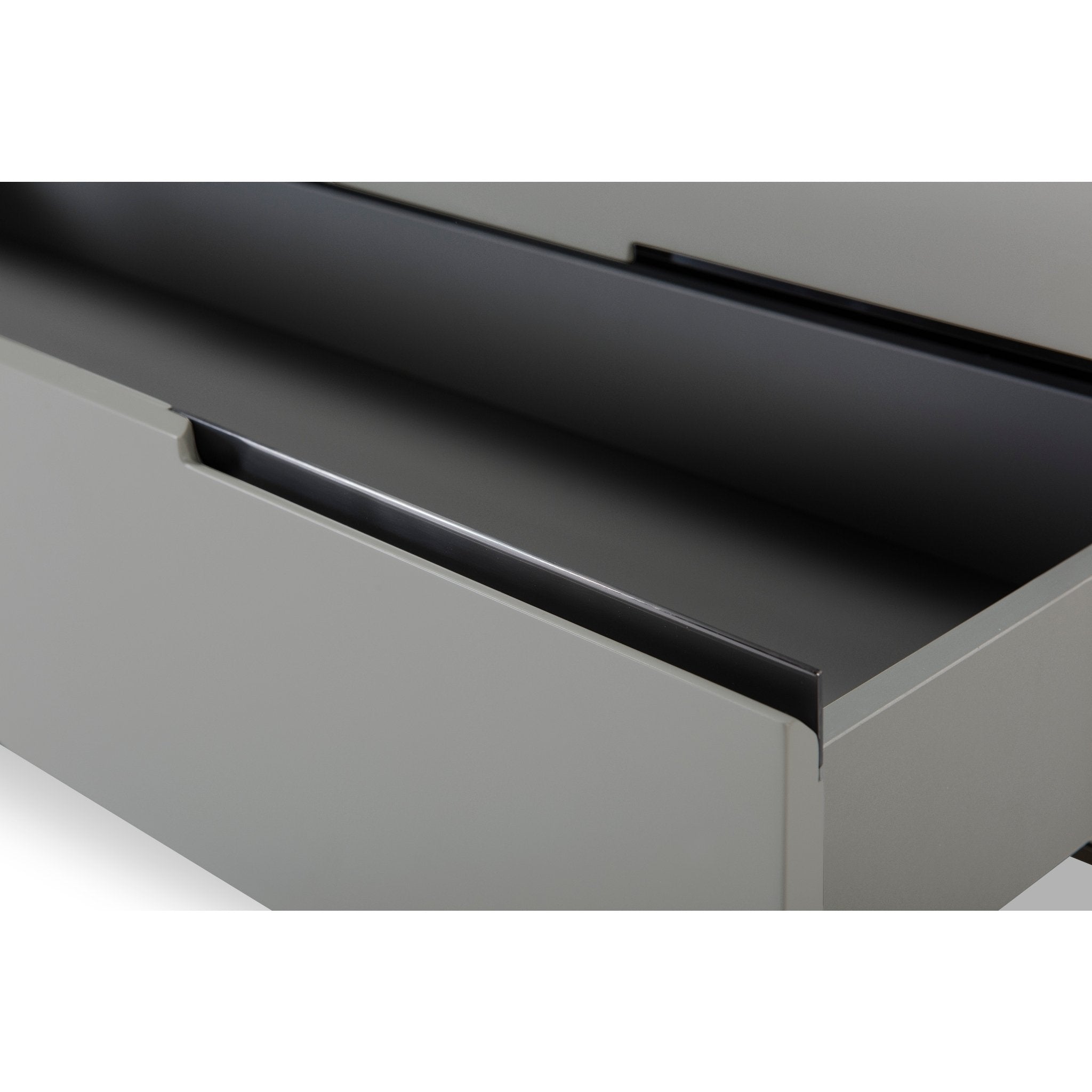 Alberto Four Drawer Wide Chest Grey with Black Chrome Frame