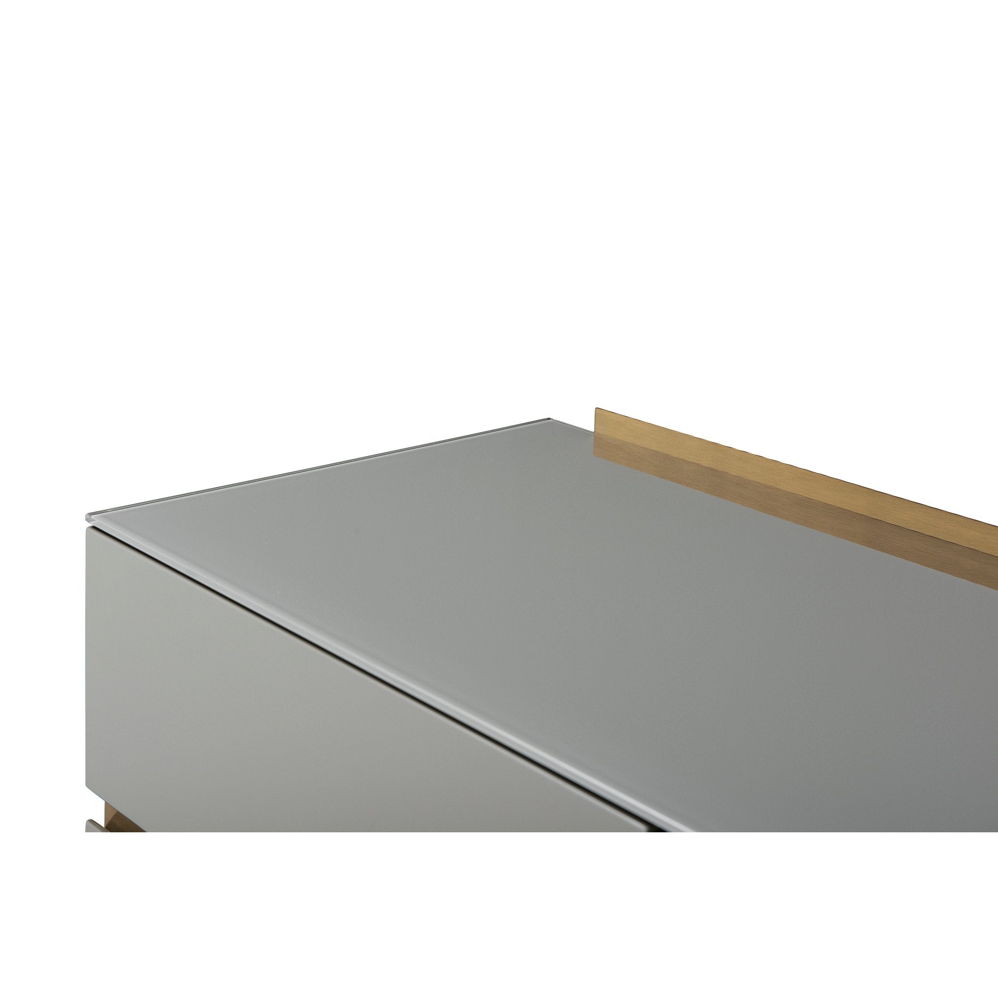 Alberto Six Drawer Wide Chest Grey with Brass Frame