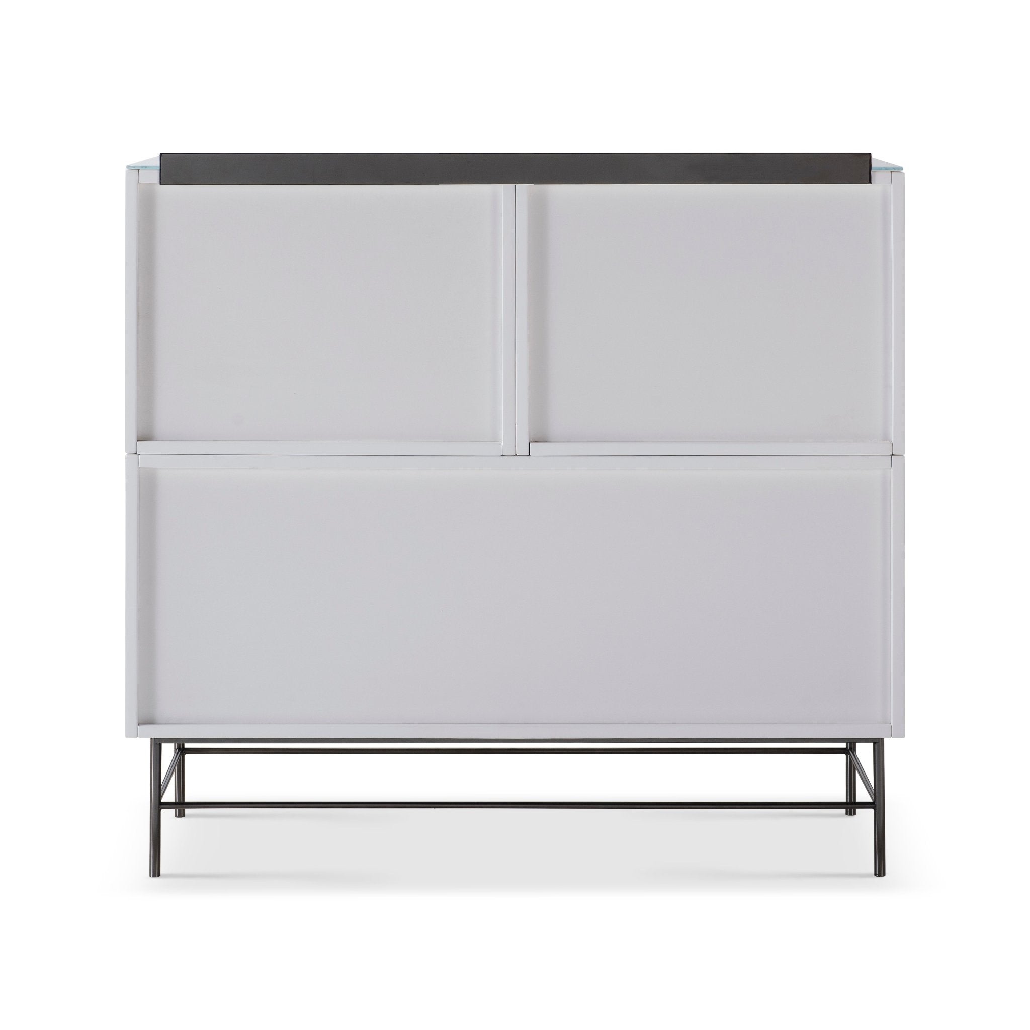 Alberto Six Drawer Wide Chest White with Black Chrome Frame