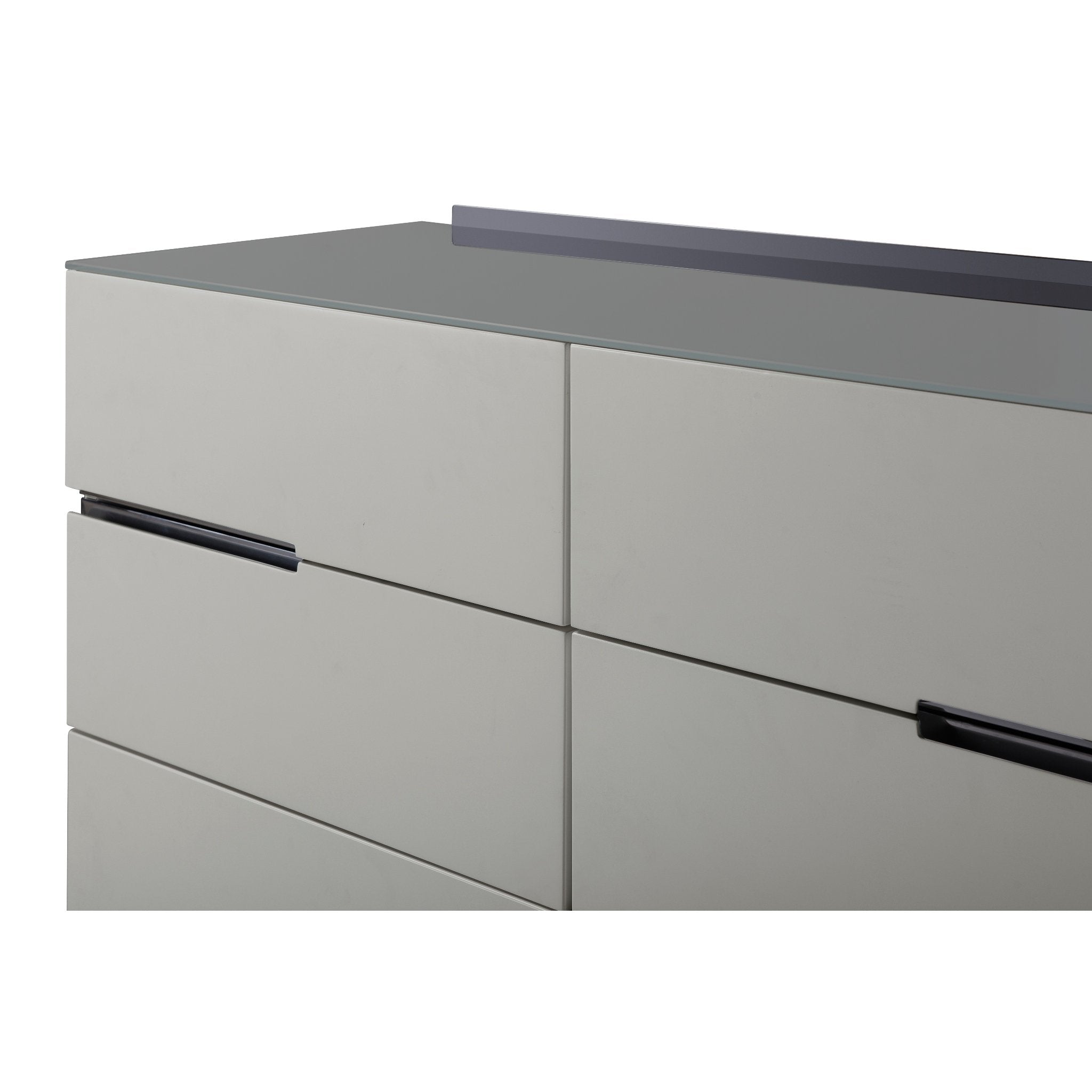 Alberto Six Drawer Wide Chest Grey with Black Chrome Frame