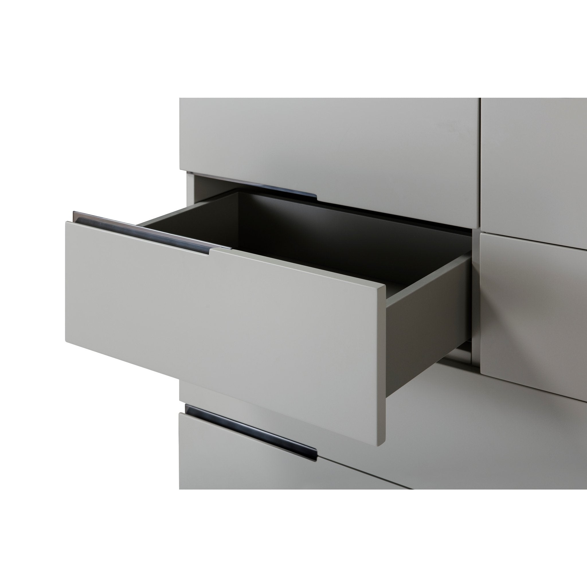 Alberto Six Drawer Wide Chest Grey with Black Chrome Frame