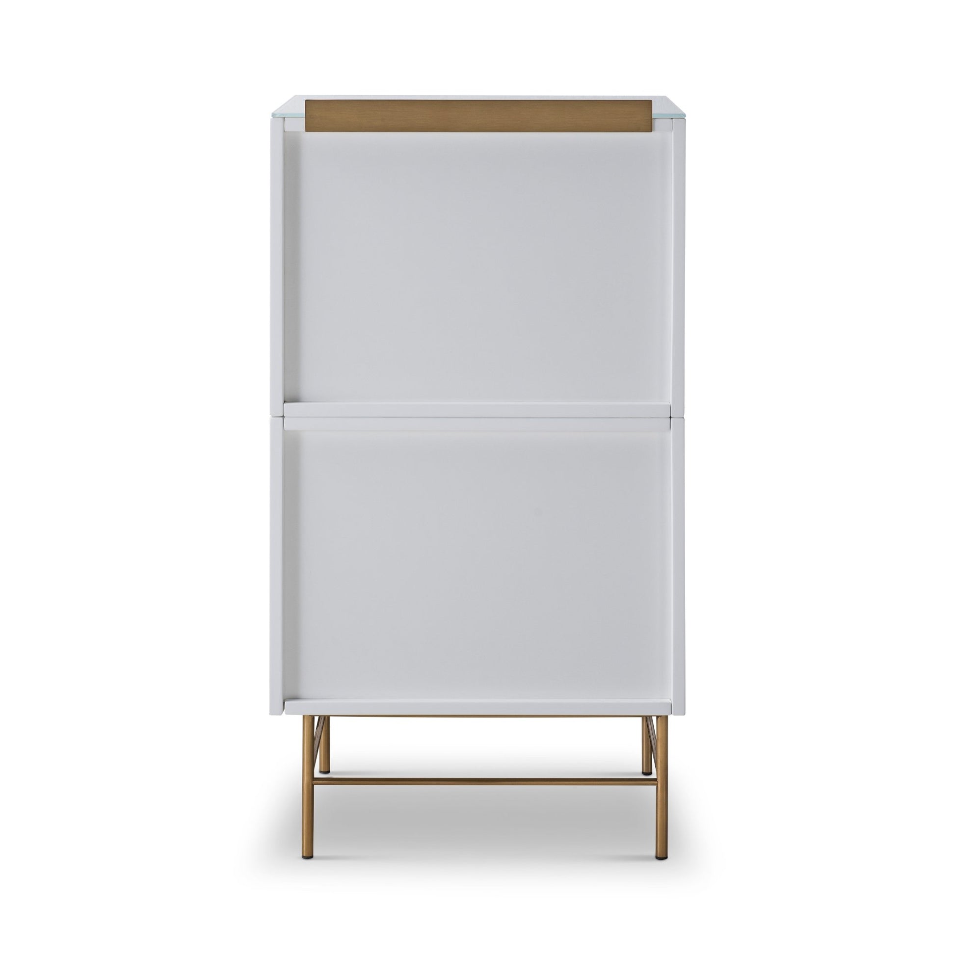 Alberto Four Drawer Narrow Chest White with Brass Frame