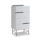 Alberto Four Drawer Narrow Chest White with Black Chrome Frame