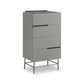 Alberto Four Drawer Narrow Chest Grey with Black Chrome Frame