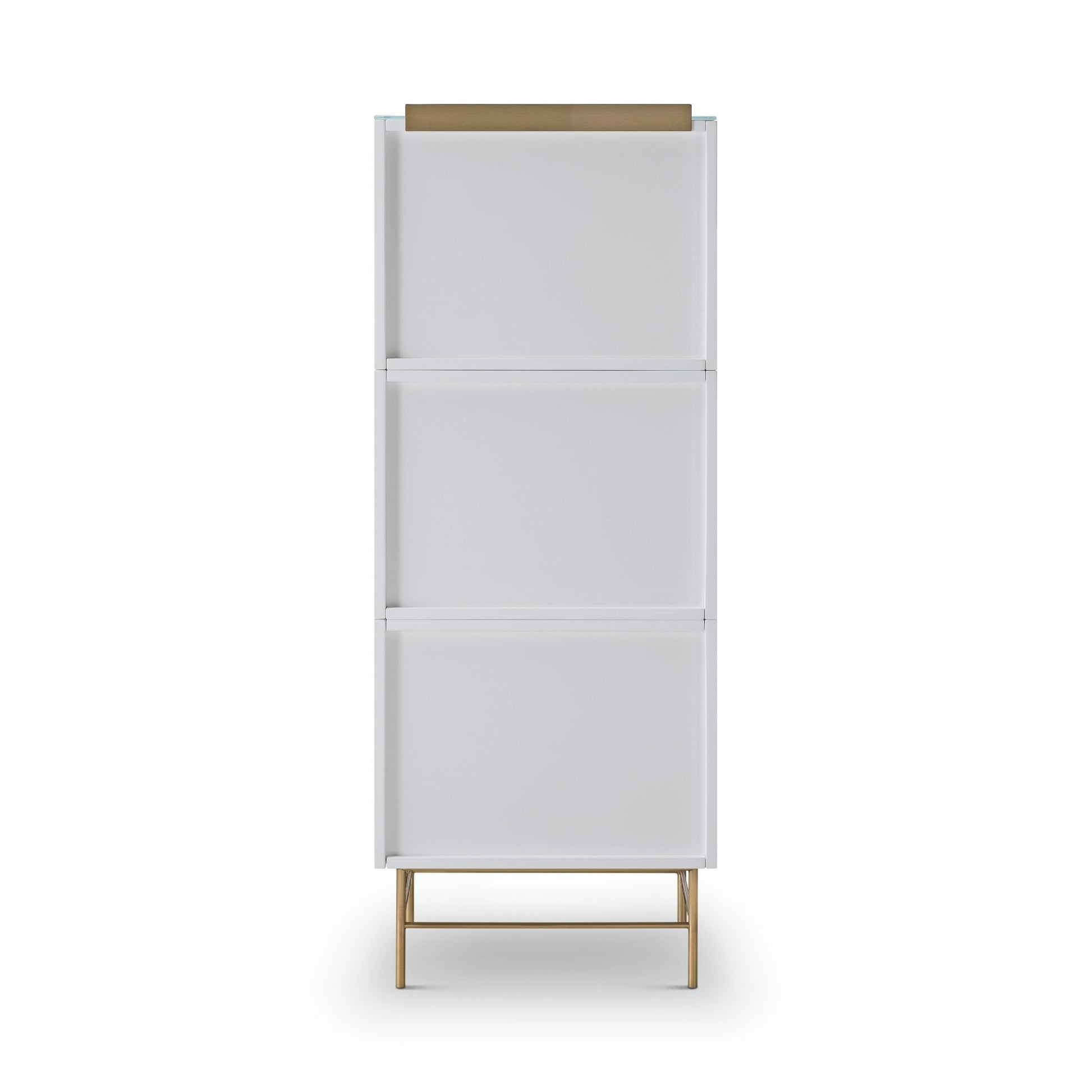 Alberto Six Drawer Narrow Tall Chest White with Brass Frame