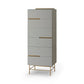 Alberto Six Drawer Narrow Tall Chest Grey with Brass Frame