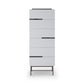 Alberto Six Drawer Narrow Tall Chest White with Black Chrome Frame