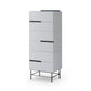 Alberto Six Drawer Narrow Tall Chest White with Black Chrome Frame