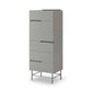 Alberto Six Drawer Narrow Tall Chest Grey with Black Chrome Frame