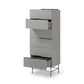 Alberto Six Drawer Narrow Tall Chest Grey with Black Chrome Frame