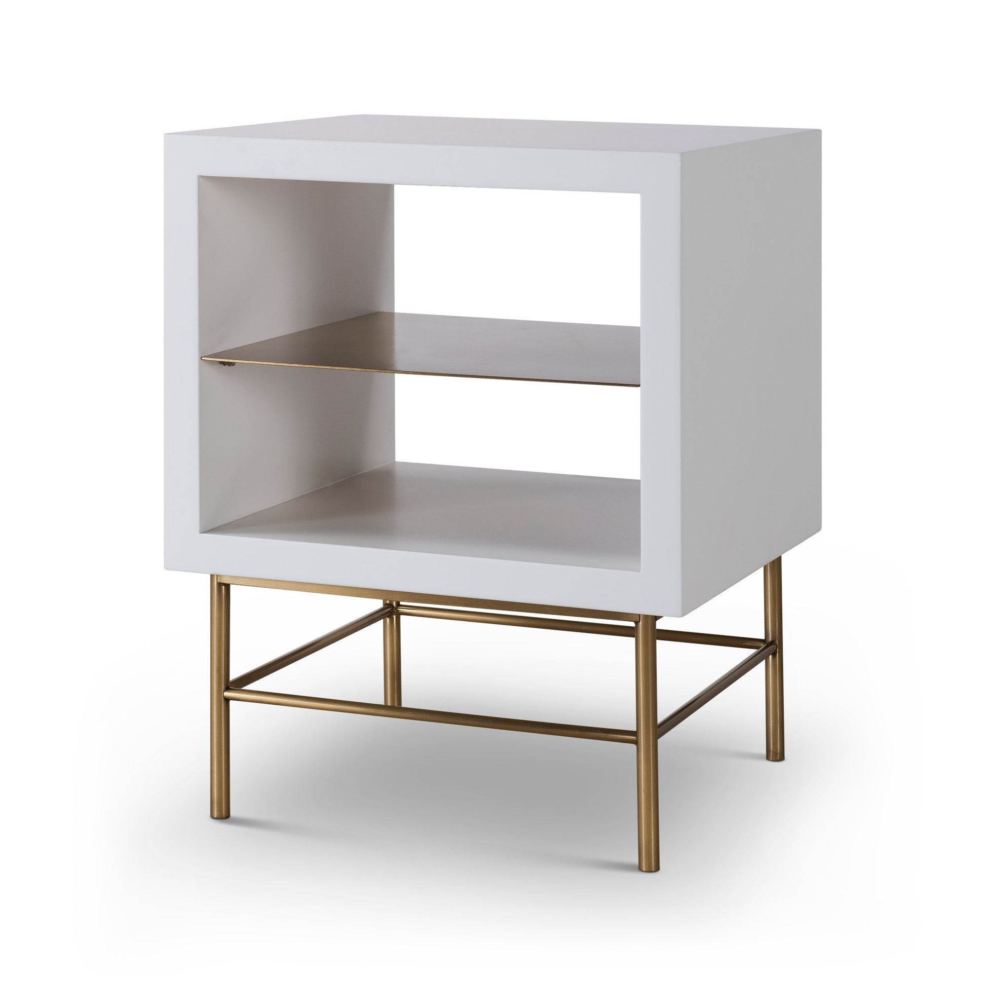 Alberto Side Table White with Brass Frame