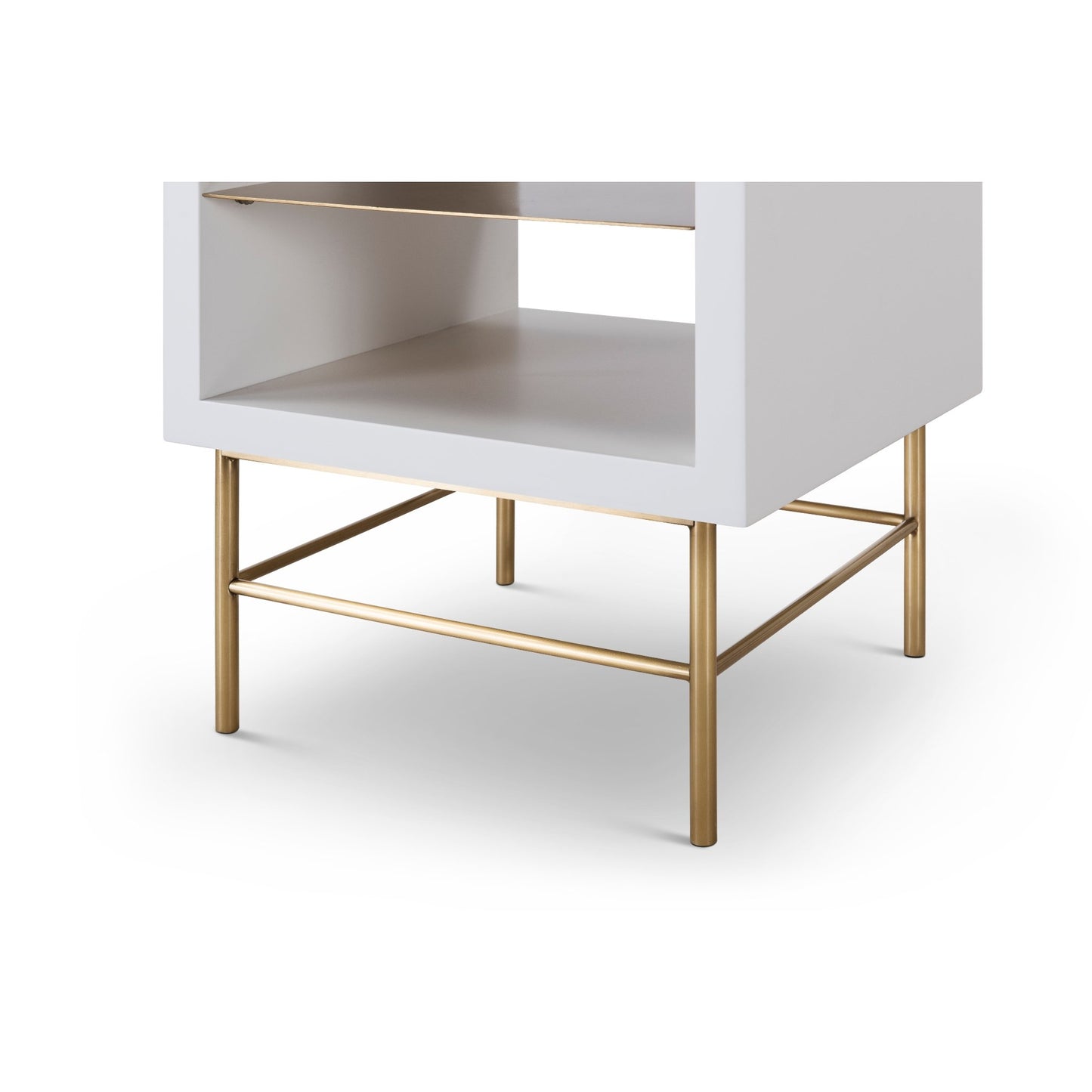 Alberto Side Table White with Brass Frame