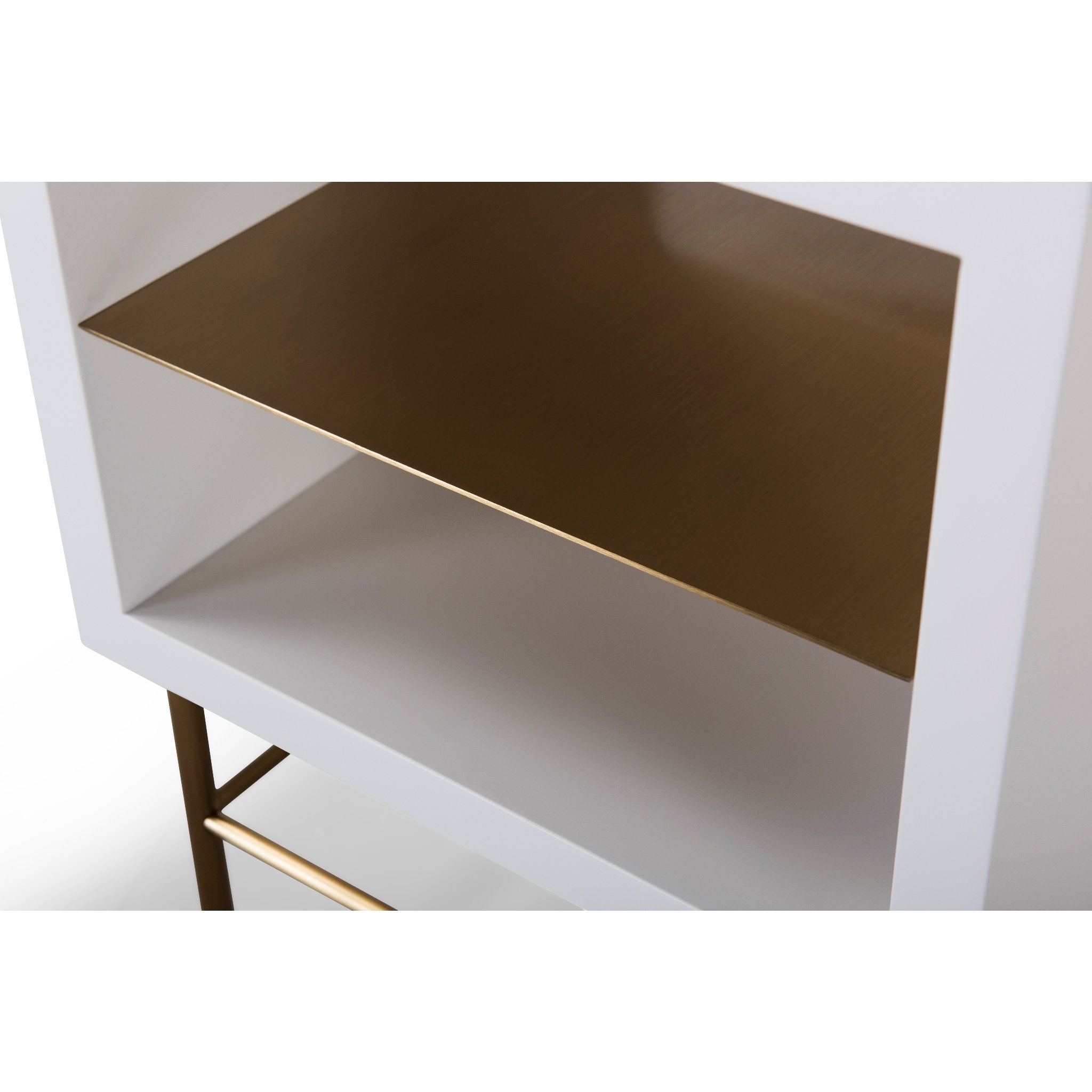 Alberto Side Table White with Brass Frame