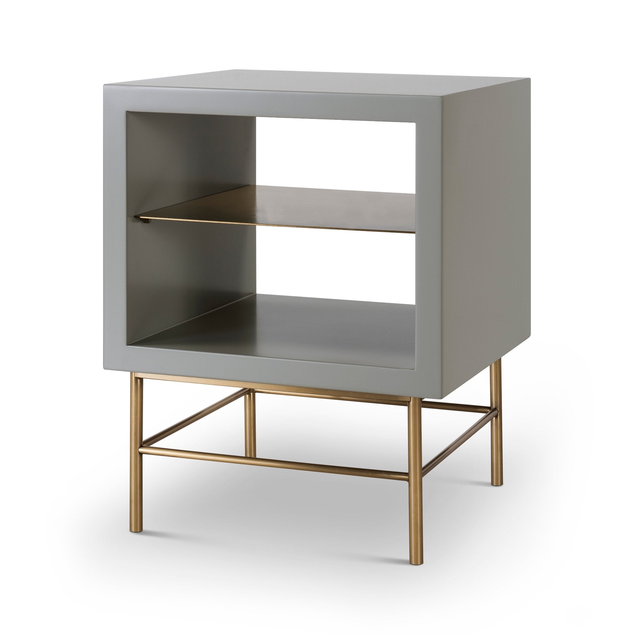 Alberto Side Table Grey with Brass Frame