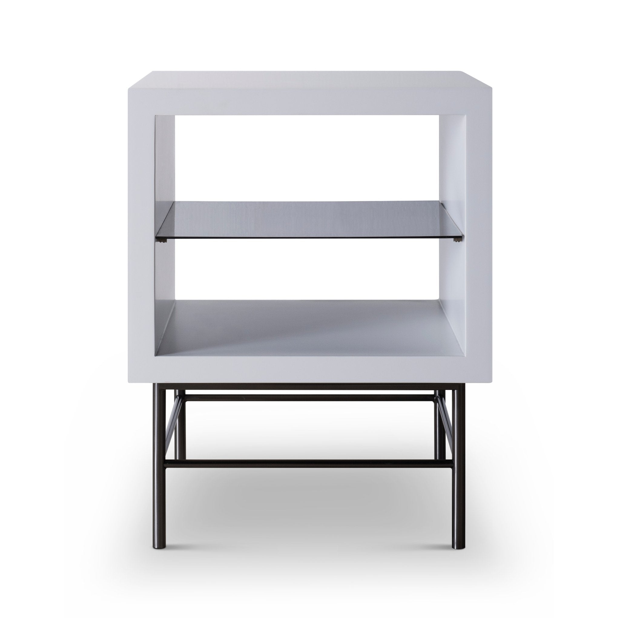 Alberto Side Table White with Black Chrome Frame