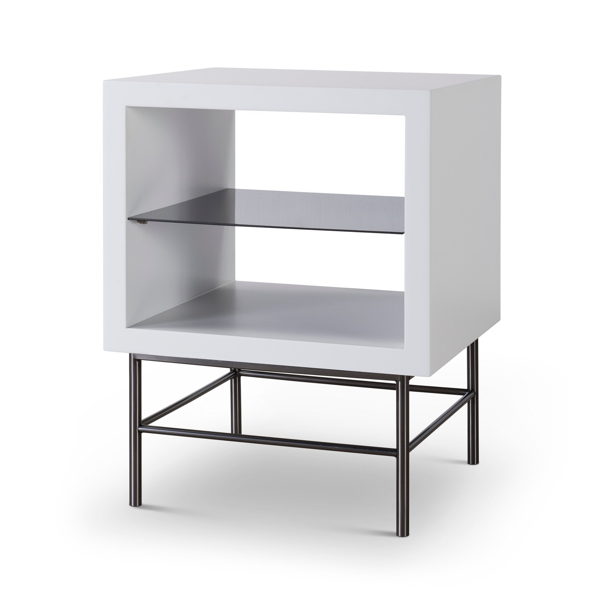 Alberto Side Table White with Black Chrome Frame