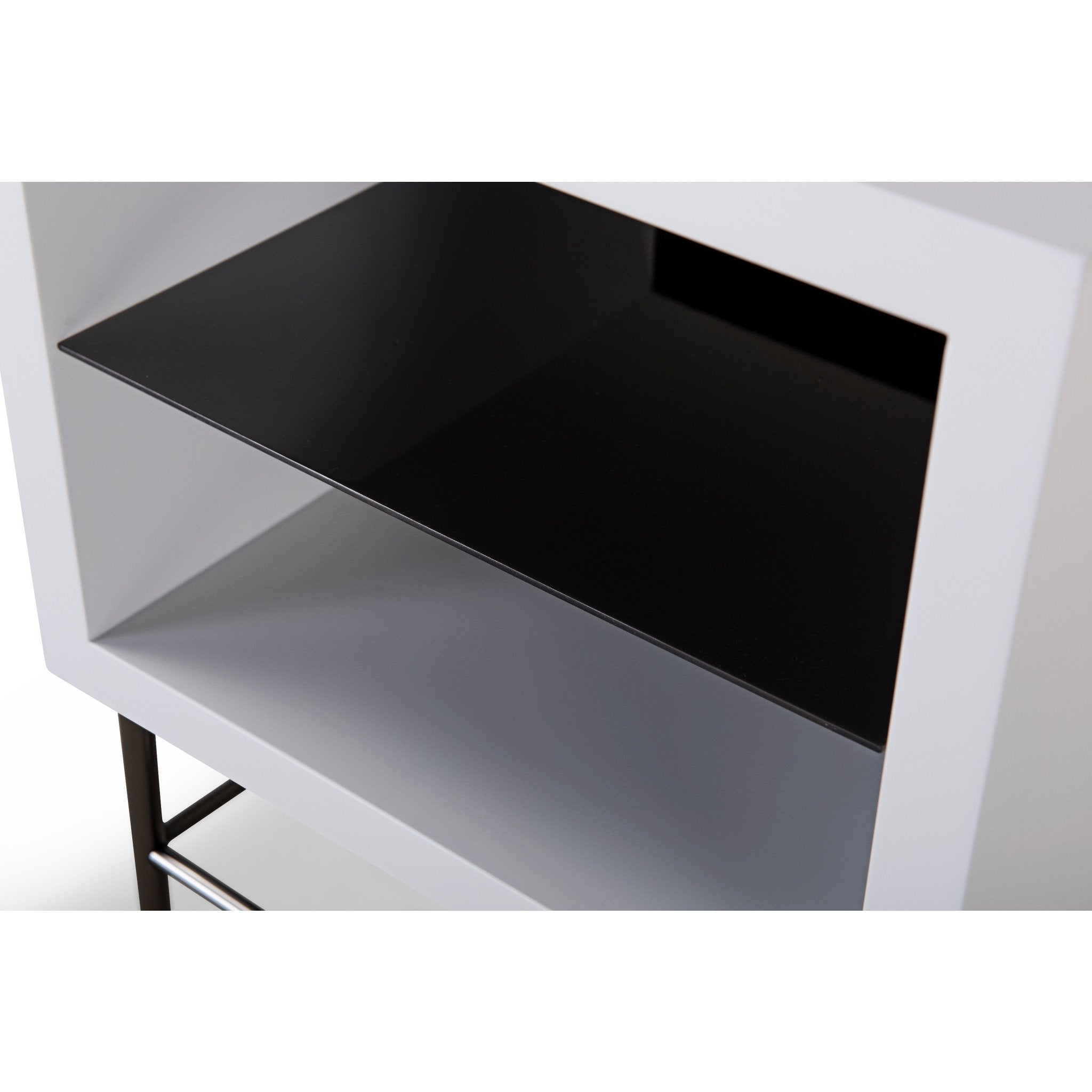 Alberto Side Table White with Black Chrome Frame