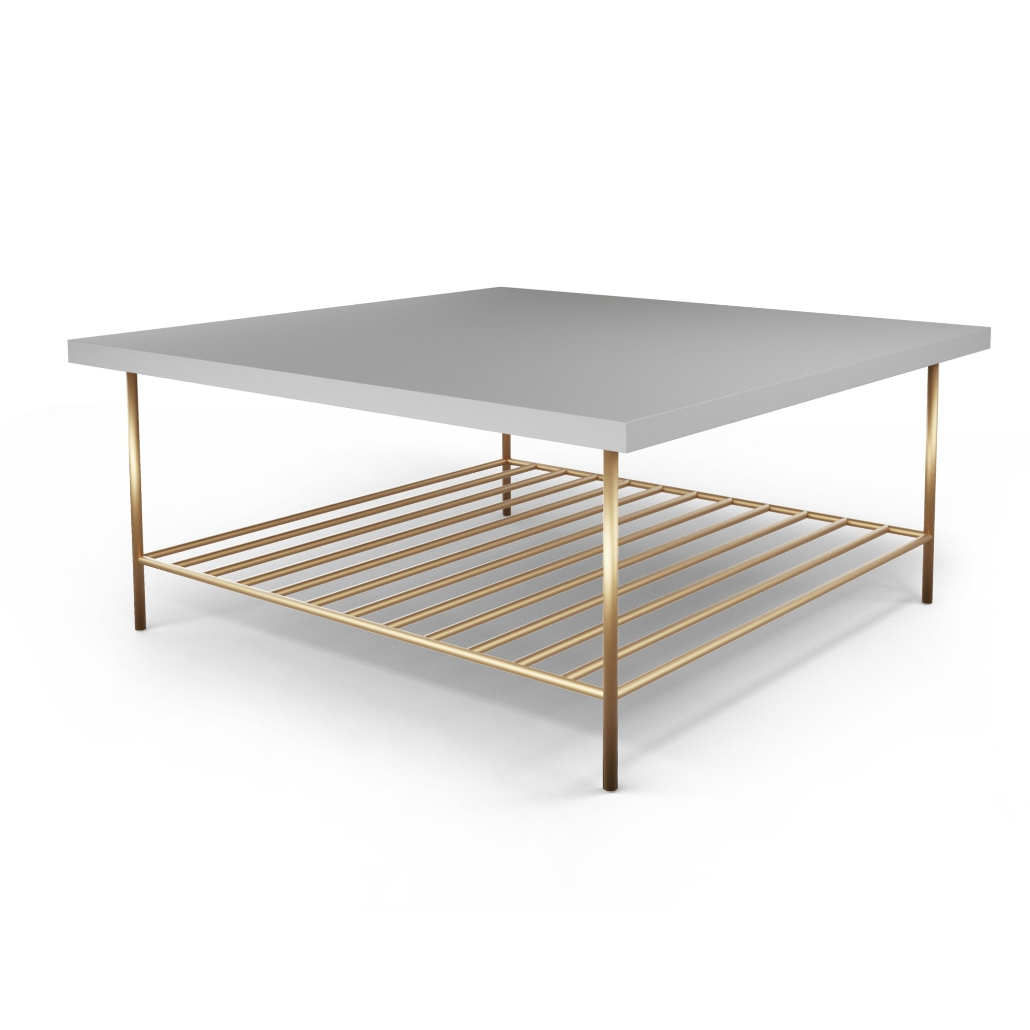 Alberto Coffee Table Grey with Brass Frame