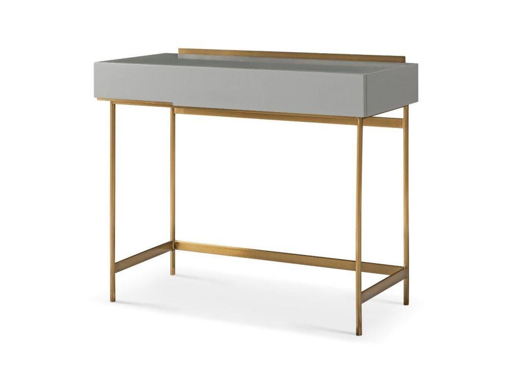 Alberto Dressing Table Grey with Brass Frame