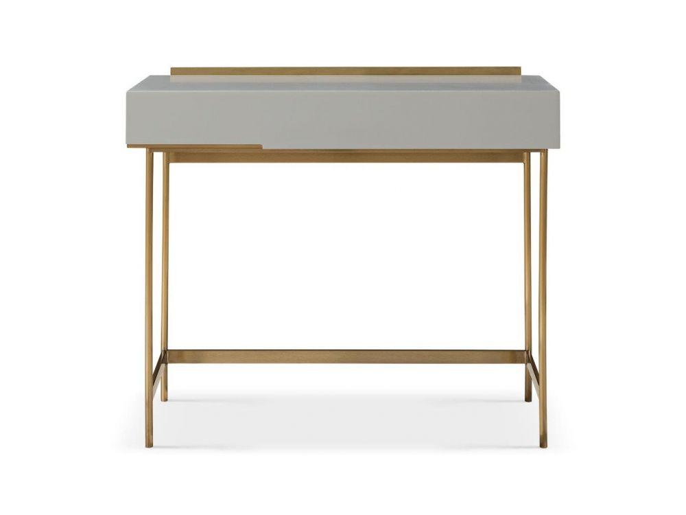 Alberto Dressing Table Grey with Brass Frame