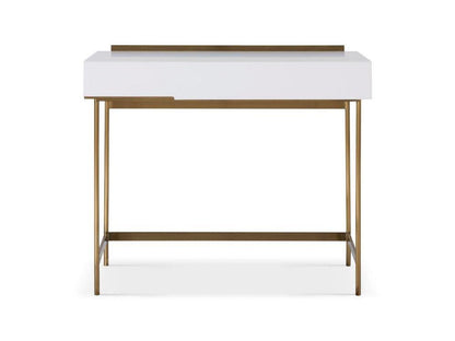 Alberto Dressing Table White with Brass Frame