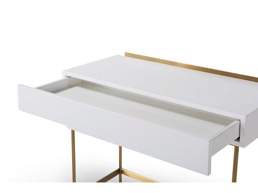 Alberto Dressing Table White with Brass Frame