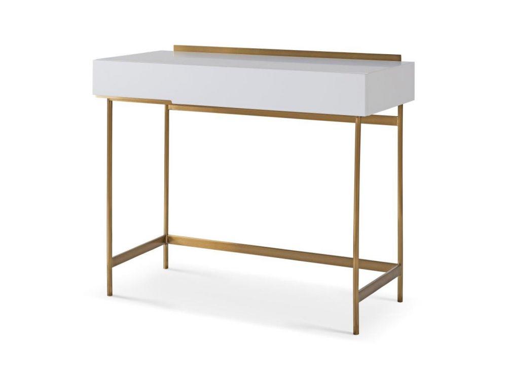 Alberto Dressing Table White with Brass Frame